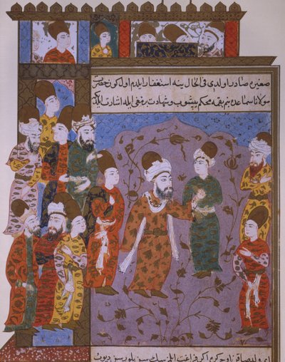 Rumi avverte suo figlio Veled del peccato, fine XVI secolo da Persian School