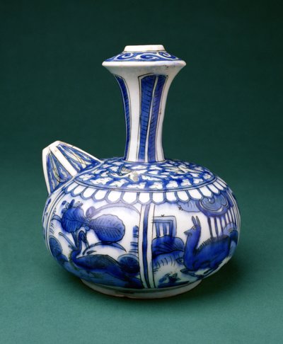 Kendi blu e bianco safavide, 1600-50 da Persian School