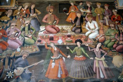 Shah Abbas I il Grande riceve Nadr Vali Muhammad Khan del Khanato di Bukhara, Sala delle Udienze da Persian School