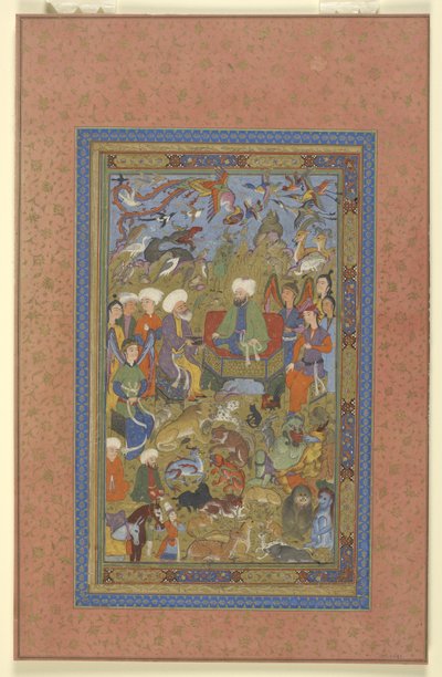 Sulayman e Bilqis in trono, c.1590-1600 da Persian School