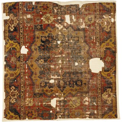 Frammento di tappeto medaglione e cartiglio di Tabriz, Nord-Ovest Persia, seconda metà del XVI secolo da Persian School