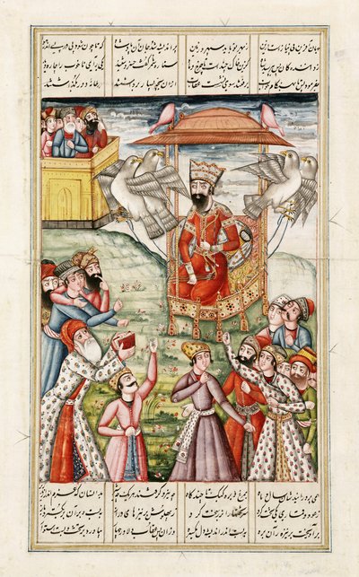 La Leggenda di Re Kai-Kaus, dallo Shahnama (Libro dei Re) di Abul-Qasim Manur Firdawsi c.1830 da Persian School