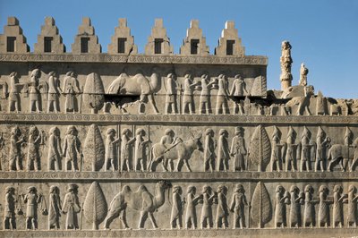 Il palazzo di Dario I a Persepoli (Iran): dettaglio della decorazione dell