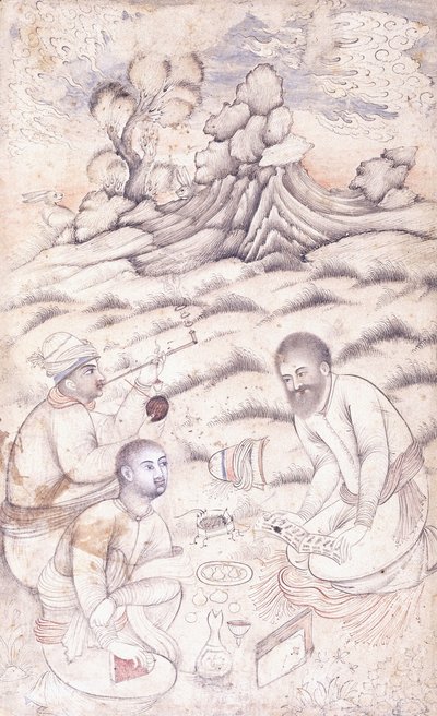 Tre giovani uomini in un paesaggio, c. metà XVII secolo da Persian School