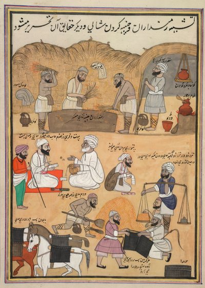 Trebbiatura del riso, pesatura e confezionamento in sacchi da sella da Persian School
