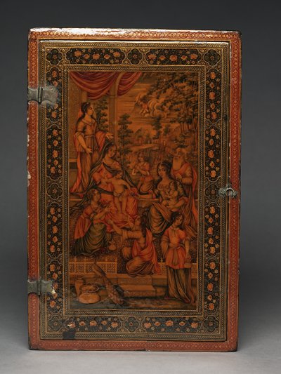 Kit di attrezzi raffigurante la Sacra Famiglia, c.1830 (tecnica mista) da Persian School