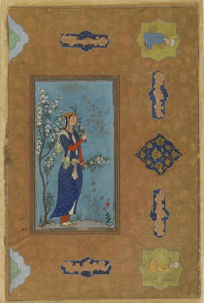 Donna con un mazzo di fiori, c.1575 da Persian School