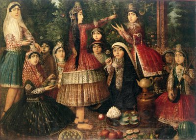 Donne e bambini in un giardino, XIX secolo da Persian School