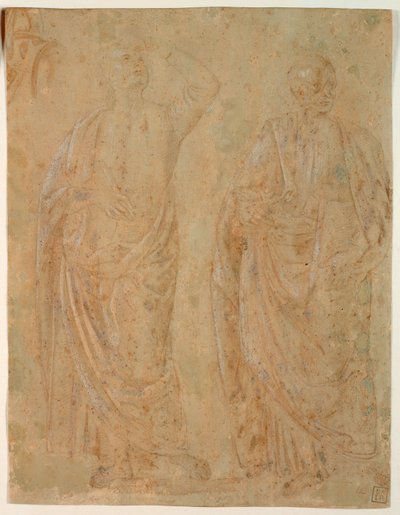 Due figure maschili drappeggiate in piedi da Perugino