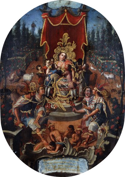 America che allatta ragazzi nobili spagnoli, c.1770 da Peruvian School