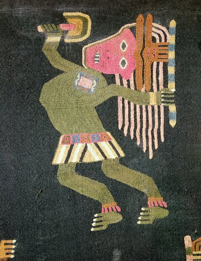 Ballerino di lana tessuta con bastone, tribù Paracas da Peruvian School