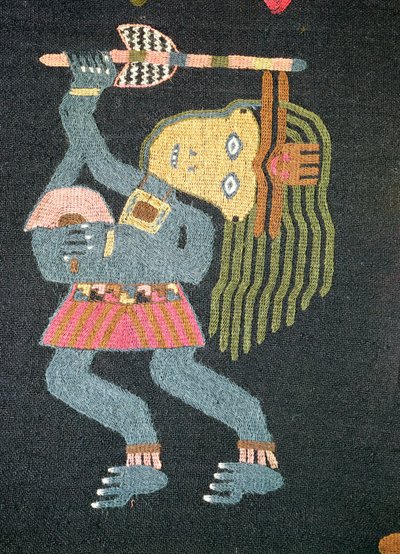 Ballerino di lana tessuta con bastone, tribù Paracas da Peruvian School