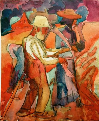 Genitori nel Campo di Segale da Peter August Böckstiegel