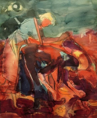 Raccolta delle patate da Peter August Böckstiegel