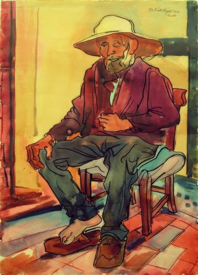 Contadino della Vestfalia a riposo (Thorlümke) da Peter August Böckstiegel
