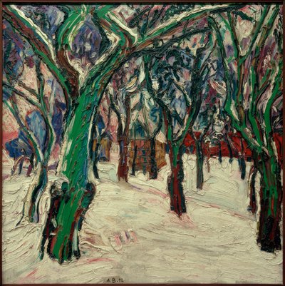 Immagine invernale con case contadine (Sentiero del parco in inverno) da Peter August Böckstiegel