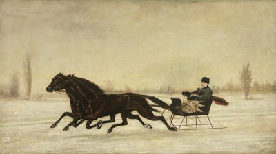 David Marsh in slitta trainata da cavalli in un paesaggio invernale, 1880 da Peter B. West