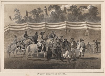 Soldati giapponesi a Yokohama, litografia di Sarony e Co., 1855 da Peter Bernhard Wilhelm Heine
