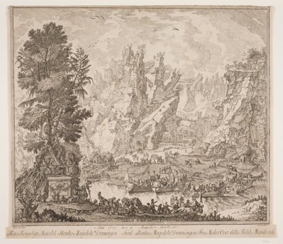 Anno 1733 il 9 agosto Sua Maestà Reale Sua Maestà la Regina e Sua Maestà la Regina Madre attraversarono questo campo Mandsseidet da Peter Cramer