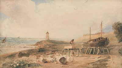 Costruzione navale sulla costa dello Yorkshire da Peter DeWint