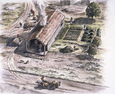 Edificio industriale, Forte Romano di Ribchester, Lancashire, II secolo da Peter Dunn