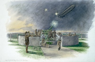Batteria di Lodge Hill, sparando a un dirigibile tedesco durante la Prima Guerra Mondiale da Peter Dunn