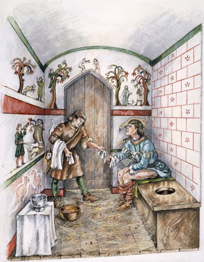 Latrina medievale, c1350, c1990-2010 da Peter Dunn