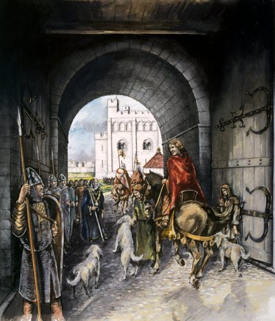 Ingresso della portineria di Old Sarum, 1140, c1990-2010 da Peter Dunn