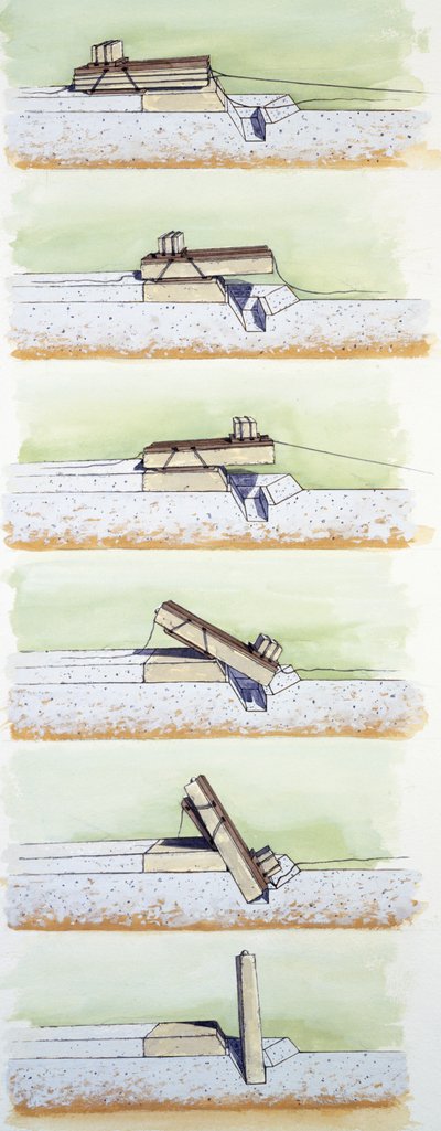 Sollevamento di una pietra sarsen, Stonehenge, c. XXV secolo a.C., c. 1990-2010 da Peter Dunn