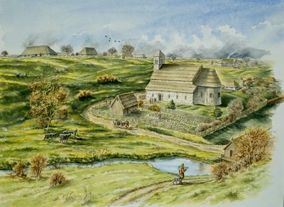 Villaggio medievale di Wharram Percy, fine XII secolo, c. 1990-2010 da Peter Dunn