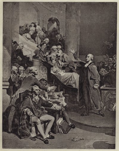 Patrick Henry che pronuncia il suo discorso del 1765 da Peter Frederick (after) Rothermel