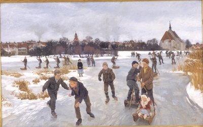 Bambini che pattinano fuori Fåborg da Peter Hansen