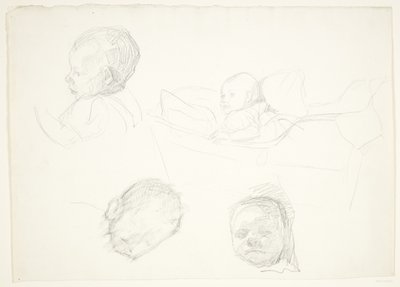 Quattro studi di un bambino, uno in una culla da Peter Hansen