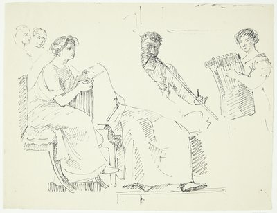 Copia da affresco antico nel museo di Napoli. Scena musicale da Peter Hansen