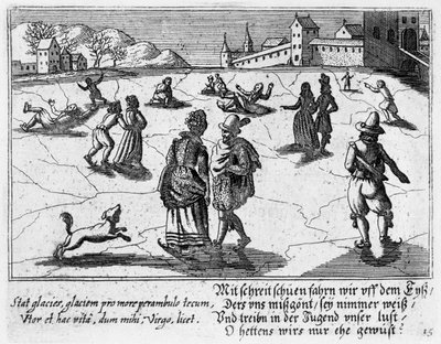 Coppie che pattinano sul ghiaccio, c.1650 da Peter I Rollos