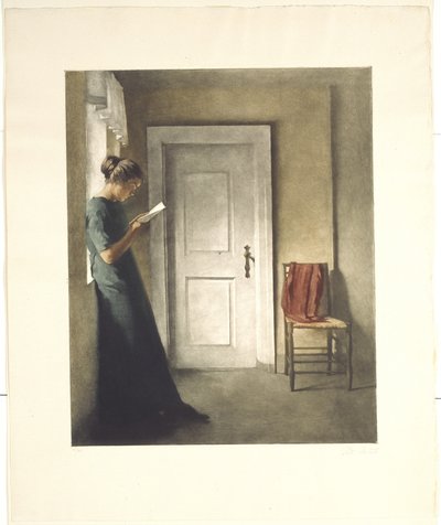 Interno con uno scialle rosso da Peter Vilhelm Ilsted