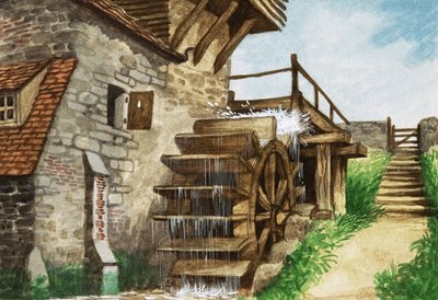 Un vecchio mulino ad acqua vicino a un ruscello da Peter Jackson