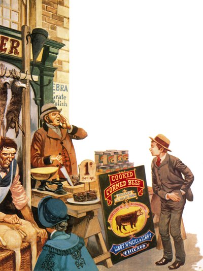 Vendita di carne in scatola in Inghilterra nel 1870 da Peter Jackson
