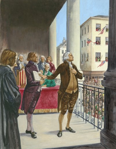 George Washington che presta giuramento come primo presidente degli Stati Uniti a New York da Peter Jackson