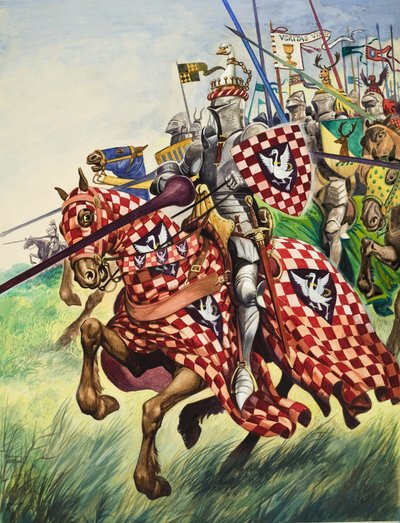 Cavalieri che caricano in battaglia (gouache su carta) da Peter Jackson