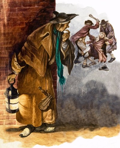 Guardiano notturno osserva un