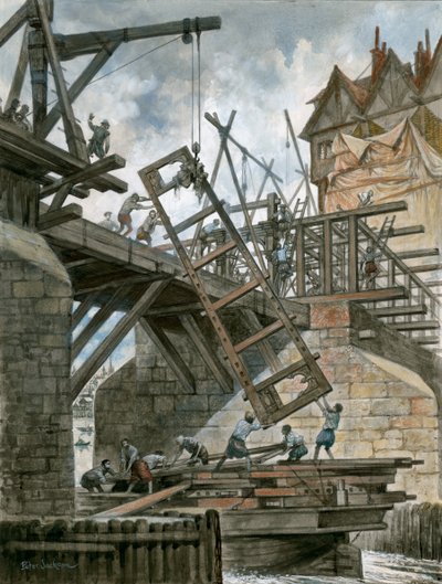 Costruzione della Nonesuch House sul vecchio London Bridge da Peter Jackson