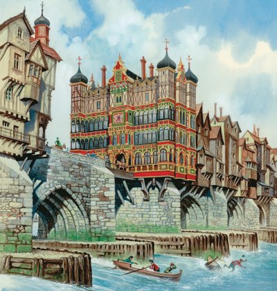 Old London Bridge (guazzo su carta) da Peter Jackson