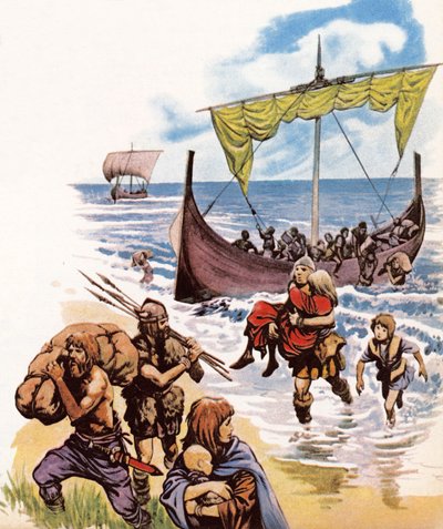 I sassoni arrivano in Britannia con le lunghe barche dalla Germania da Peter Jackson
