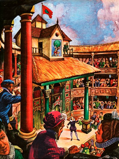 Shakespeare che si esibisce al Globe Theatre da Peter Jackson