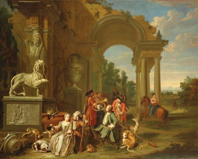 Una battuta di caccia in rovine classiche da Peter Jacob Horemans