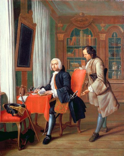 Due gentiluomini in una biblioteca da Peter Jacob Horemans