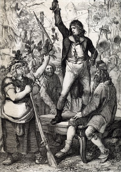 Scoppio della Rivoluzione Francese nel 1789: la popolazione riunita è invitata a scegliere il colore di una coccarda e a prendere le armi (storico) di Anton Ziegler da Peter Johann Nepomuck Geiger