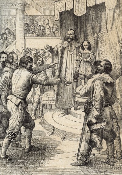 La regina Cristina di Svezia bambina alla morte del padre Gustavo II Adolfo, disegno a penna da 