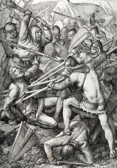 La battaglia di Sempach combattuta il 9 luglio 1386, tra Leopoldo III, Duca d